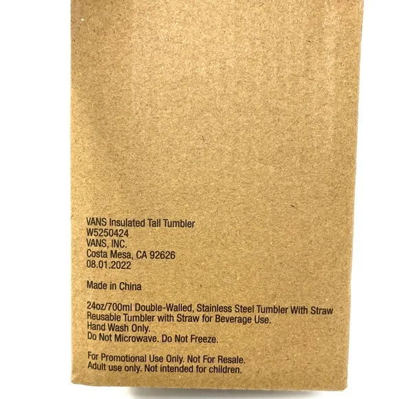 VANS Tall Tumbler Family Exclusive White Black Check Stainless Steel VN000CEFN0A - Picture 6 of 6